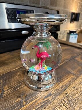 Bath and Body Works Pink Flamingo Glass Globe Candle Holder- 3 Wick